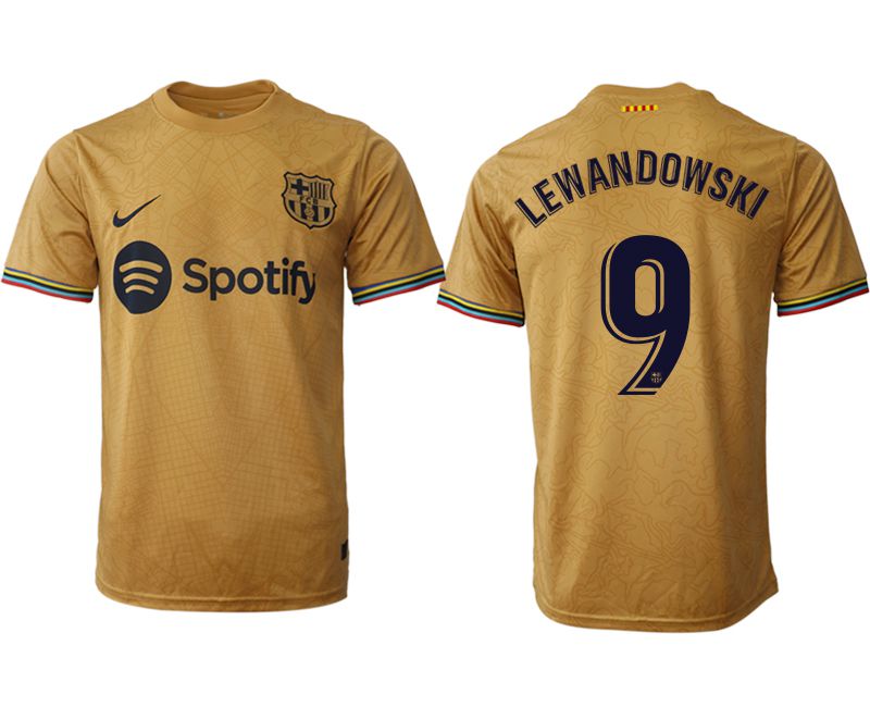 Men 2022-2023 Club Barcelona away aaa version yellow #9 Soccer Jerseys